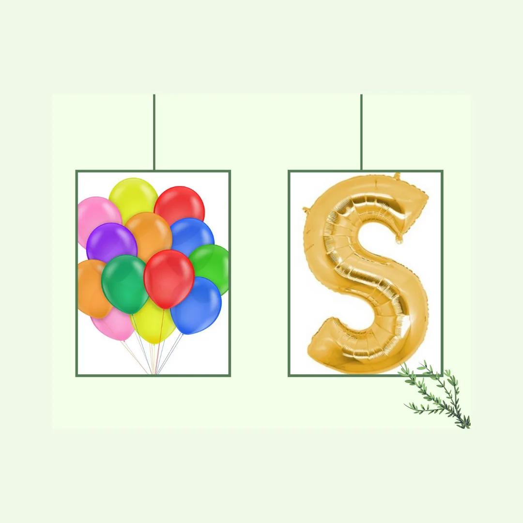 Renkli helyum balon demeti ve altın harf balon